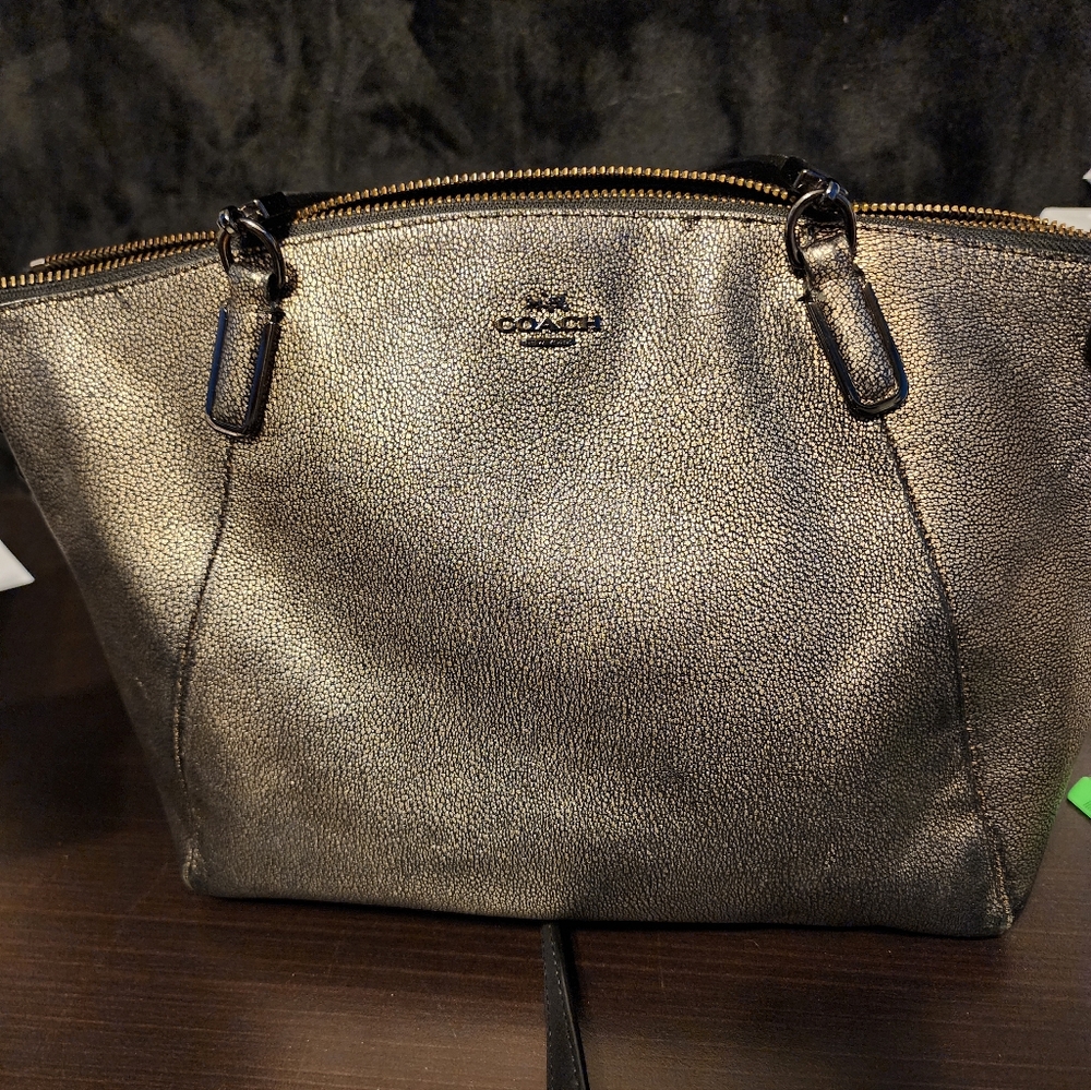 Coach Madison 33736 Metallic Small Kelsey Convertible Satchel Brass Shoulder Bag